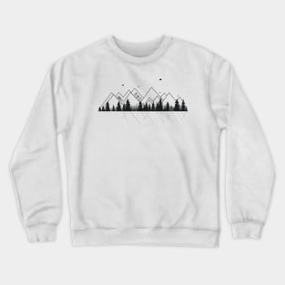 Geometric Mountains Pine Woods One Line art Crewneck Sweatshirt